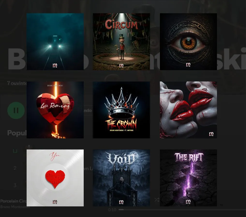 Grid of dark, cinematic album covers