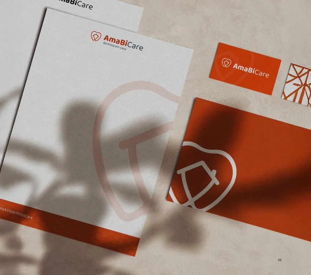 AmabiCare letterhead and business card in orange