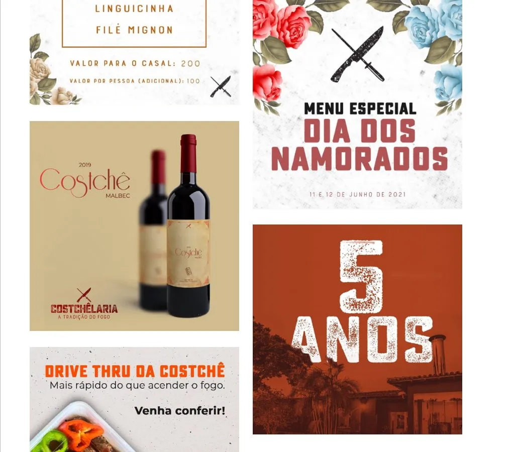 Restaurant social posts for Valentine's Day, an anniversary and the drive-thru
