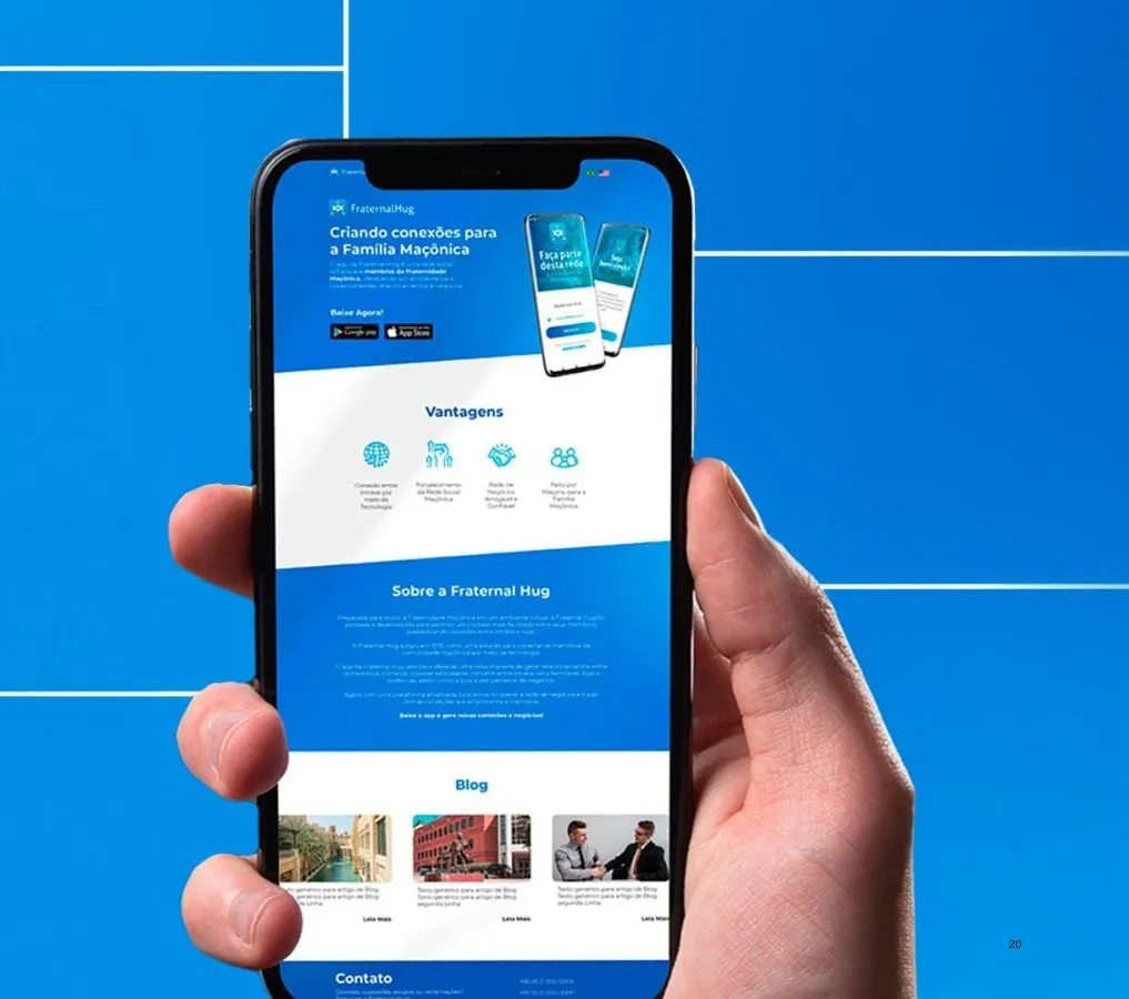 Fraternal Hug landing page on a phone