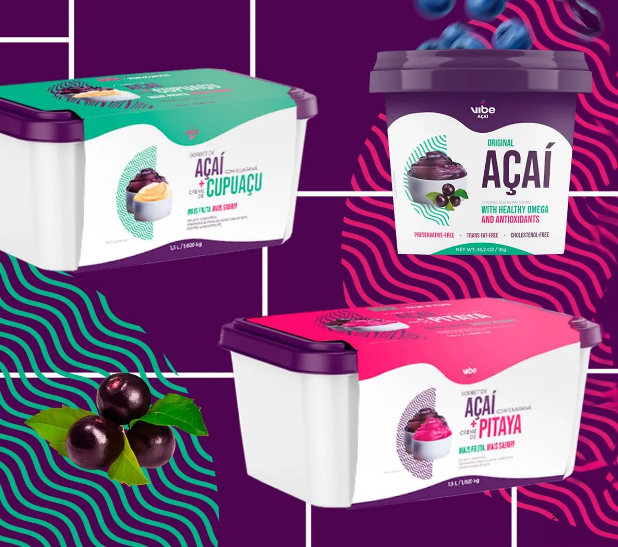 Vibe Açaí packaging system